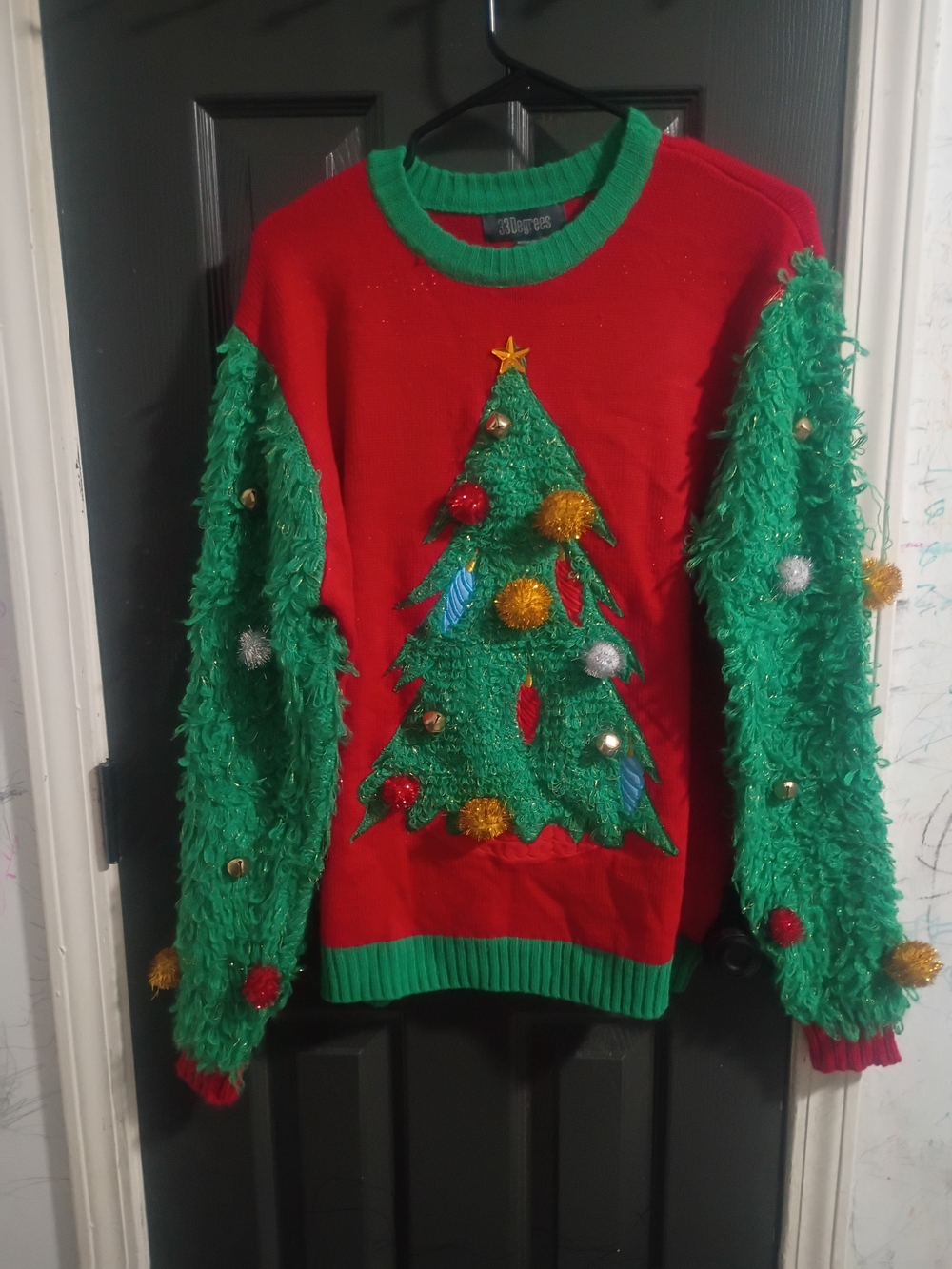 33 Degrees Holiday Tree Knit Sweater - Red & Green Mens Womens Size #L